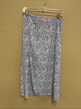 SHEIN Blue and White Ditsy Floral Midi Skirt